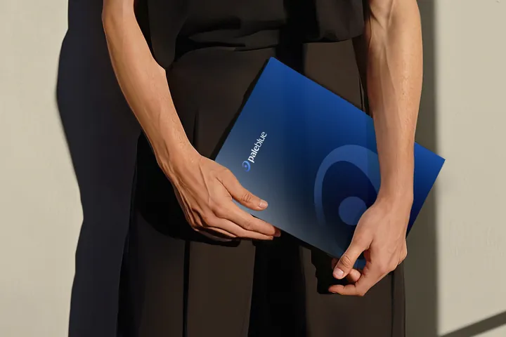 A Pale Blue branded presentation folder