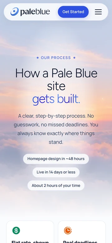 Pale Blue process page on a phone