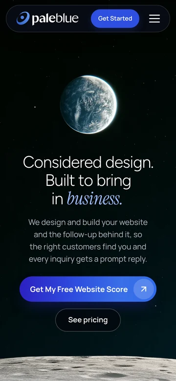 The Pale Blue homepage on a phone